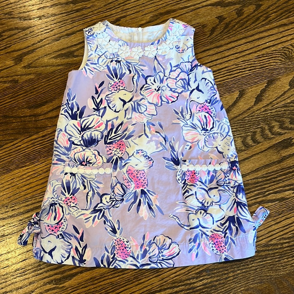 Lilly Pulitzer dress size 3T, purple and pink and white with elephant detail